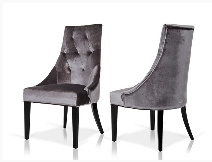 Anthea Grey Velour Dining Chairs (Set of 2)