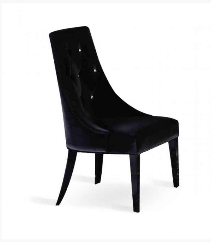 Anthea Black Velour Dining Chairs (Set of 2)