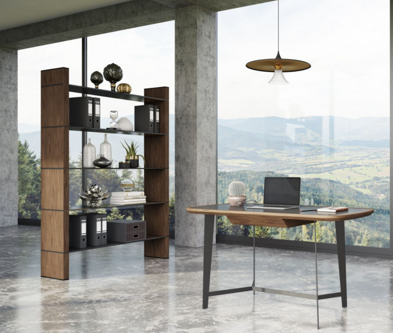 Calla Modern Walnut Veneer Bookshelf