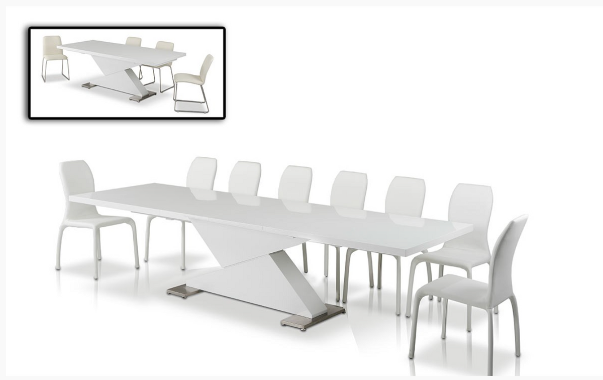 Tamsin Modern White Lacquer Dining Table