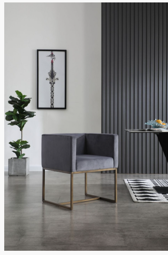 Ethel Modern Dark Grey & Copper Dining Chair