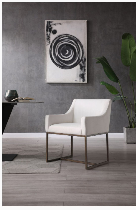 Isabeau Modern Off-White & Copper Dining Chair