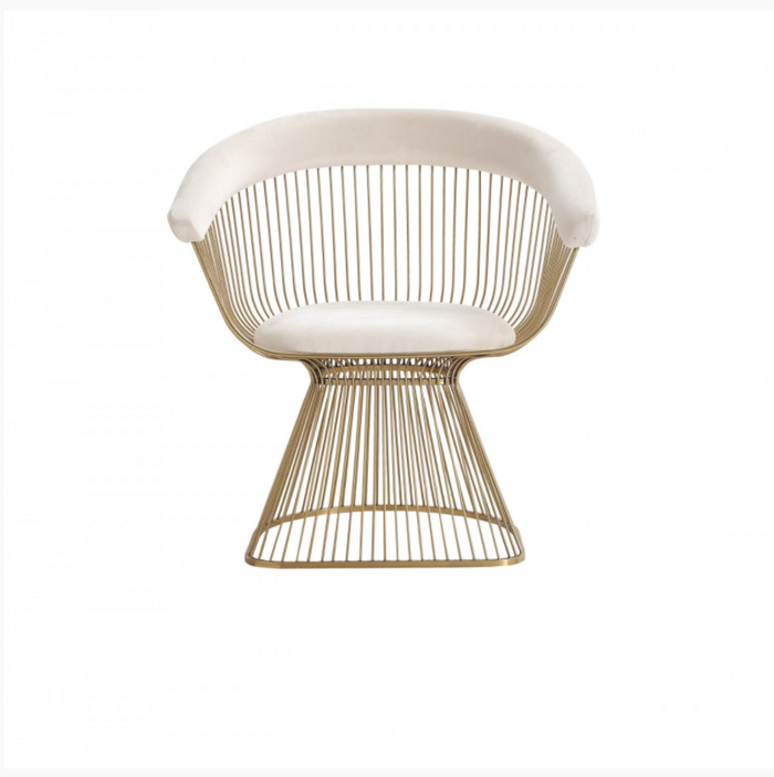 Amabella Modern Beige Velvet & Gold Dining Chair
