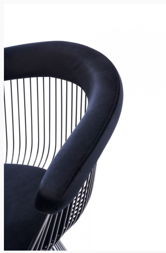 Amabella Modern Black Velvet & Black Stainless Steel Dining Chair