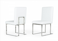 Abra Modern White Leatherette with Stainless Steel Dining Chairs (Set of 2)