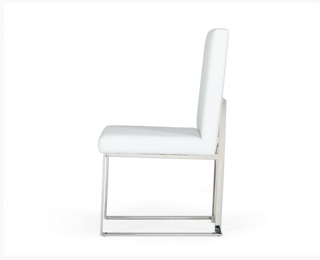 Abra Modern White Leatherette with Stainless Steel Dining Chairs (Set of 2)