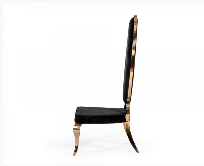 Aidy Modern Black Velvet & Rosegold Dining Chairs (Set of 2)
