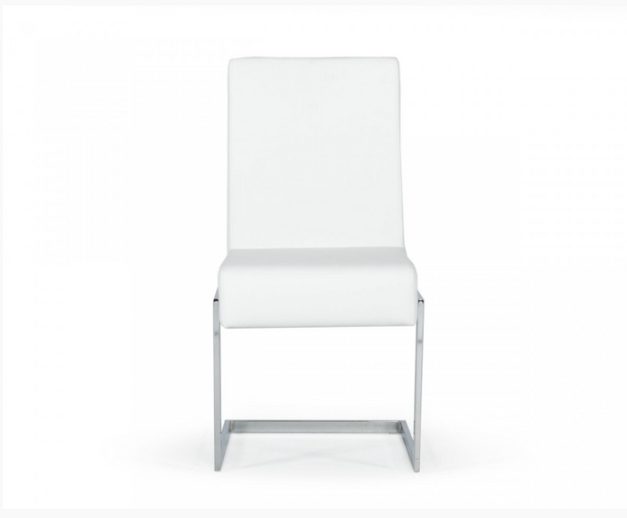 Amorette Modern White Leatherette with Stainless Steel Dining Chairs (Set of 2)