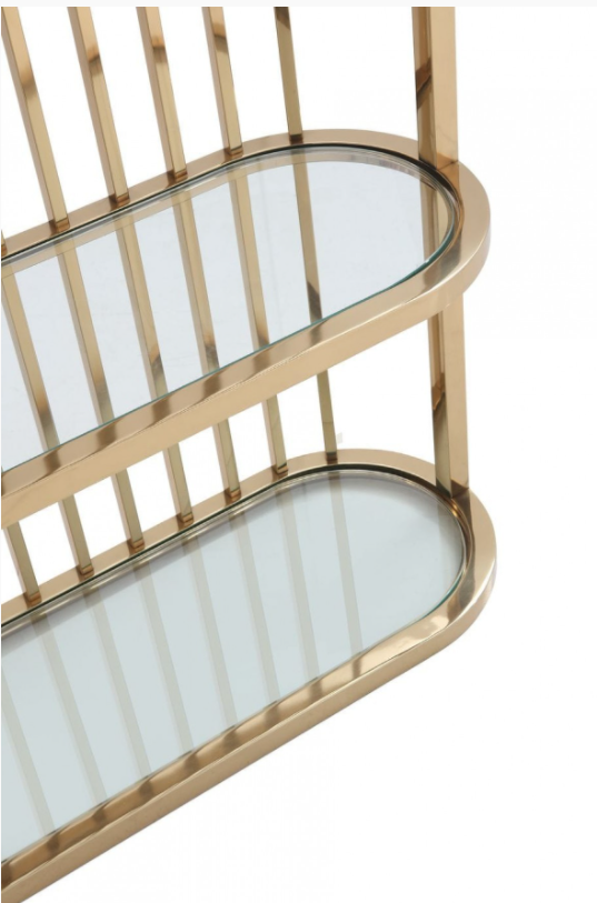 Cat Gold Stainless Steel Clear Glass Shelf
