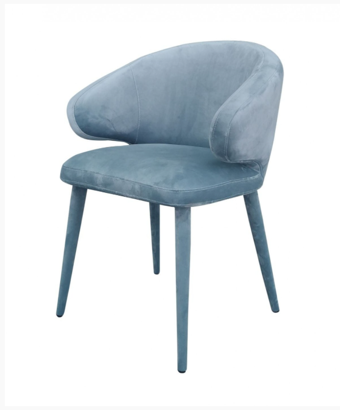 Beata Modern Blue Grey Velour Dining Chair