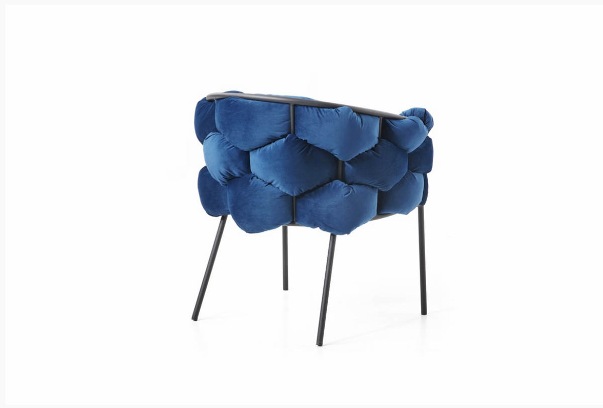 Camber Modern Blue Fabric with Black Powder Coated Metal Legs Dining Chair