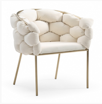 Camber Modern Off White Fabric with Brushed Brass Coated Metal Legs Dining Chair