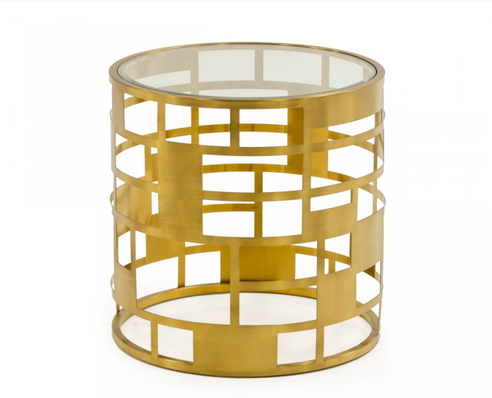 Charis Brushed Gold End Table