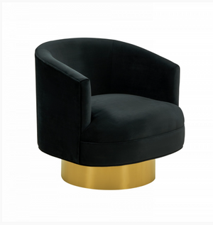 Bergen Modern Black Fabric with Brushed Gold Accent Chair