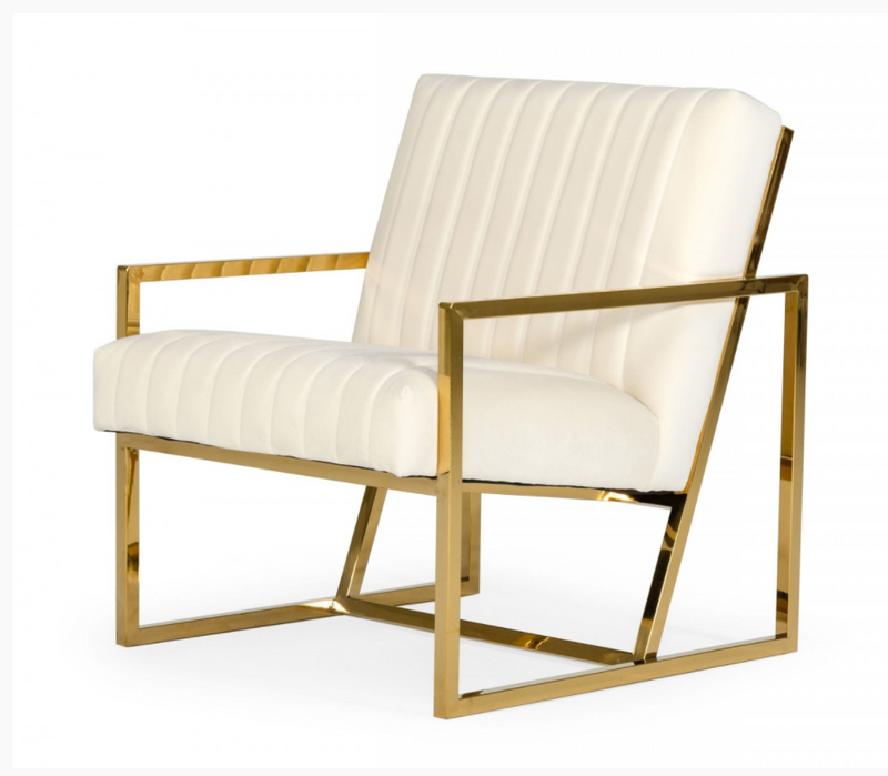 Bess Modern Off-White Fabric Accent Chair