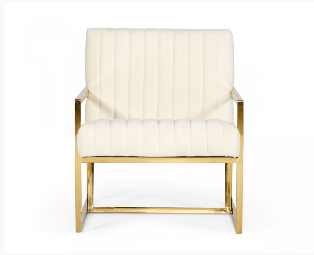 Bess Modern Off-White Fabric Accent Chair
