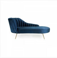 Callen Modern Blue Velvet Chaise