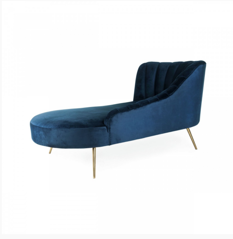 Callen Modern Blue Velvet Chaise
