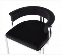 Clancy Modern Black Velvet & Stainless Steel Bar Chair