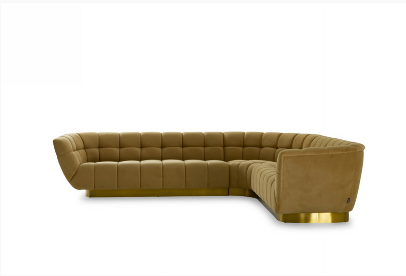 Clementina Glam Mustard & Gold Sectional