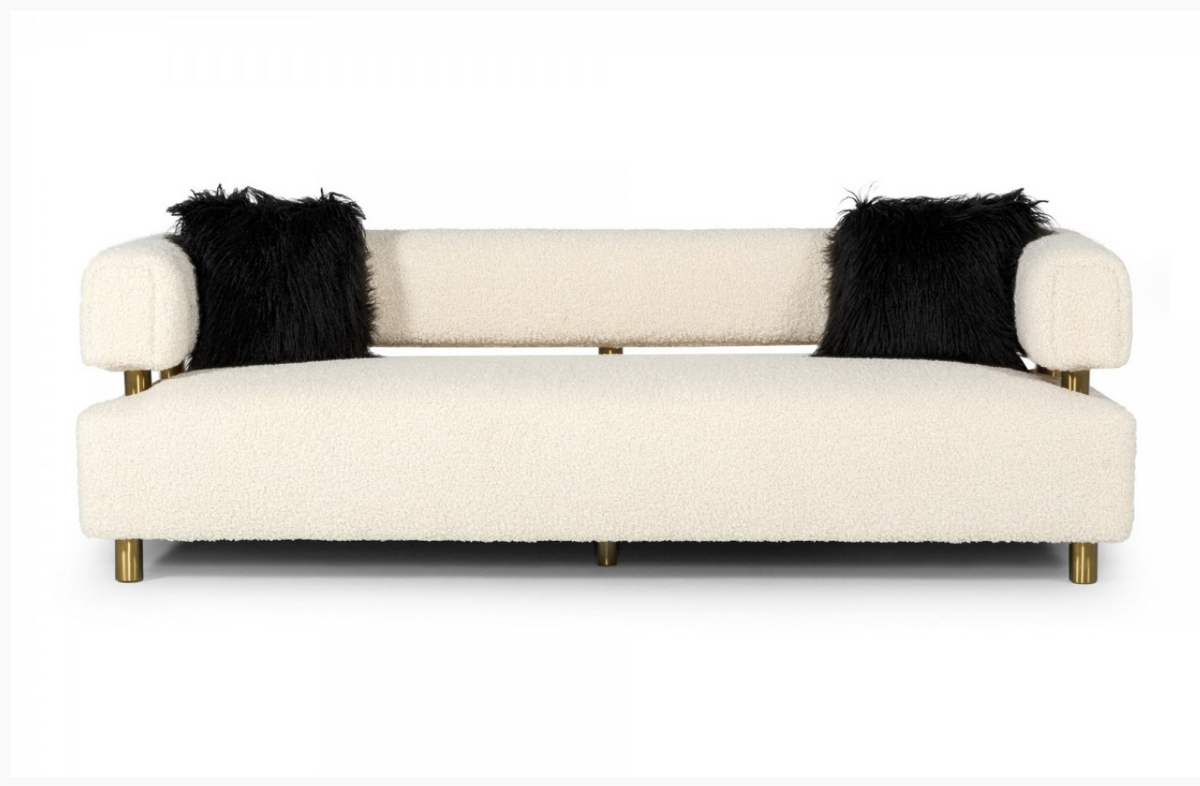 Daly Glam Beige Fabric Sofa