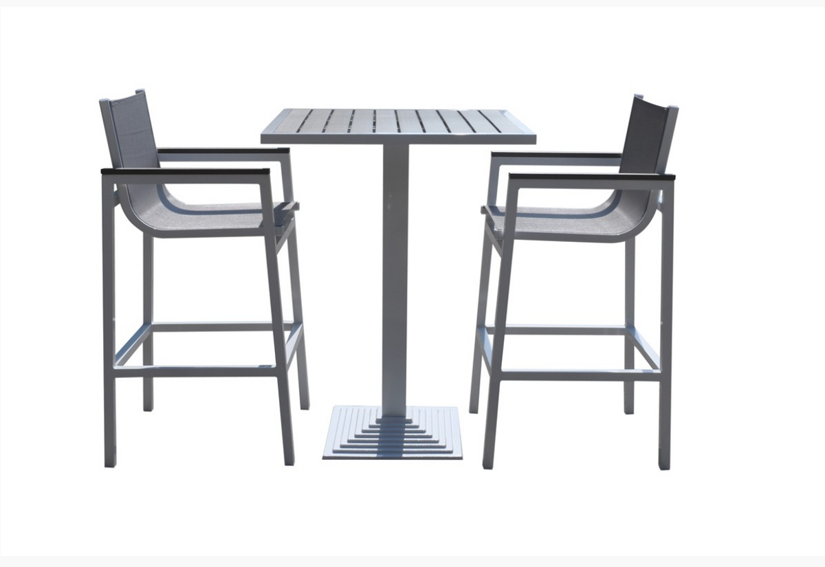 Meridian Outdoor White & Grey Bar Table Set