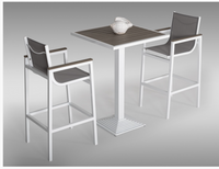 Meridian Outdoor White & Grey Bar Table Set