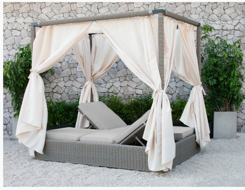 Meridian Outdoor Beige Canopy Sunbed