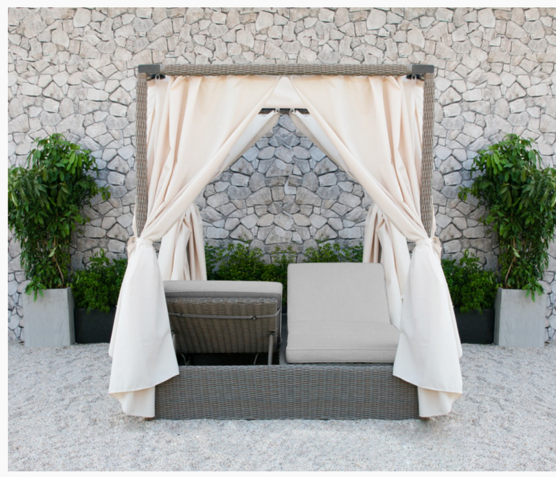 Meridian Outdoor Beige Canopy Sunbed