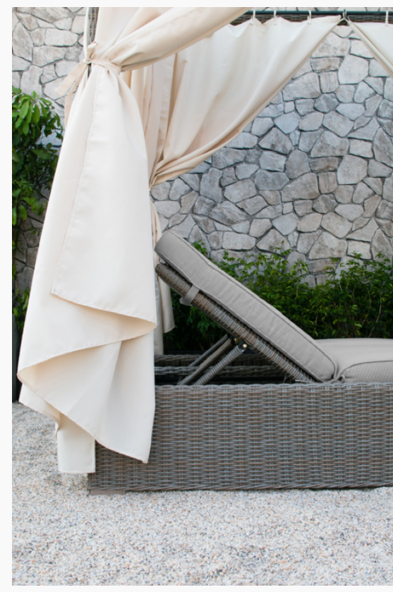 Meridian Outdoor Beige Canopy Sunbed