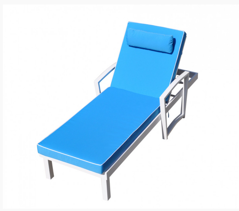 Meridian Outdoor Blue & White Sun Bed & End Table Set