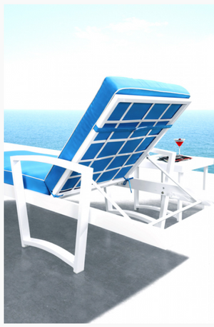 Meridian Outdoor Blue & White Sun Bed & End Table Set