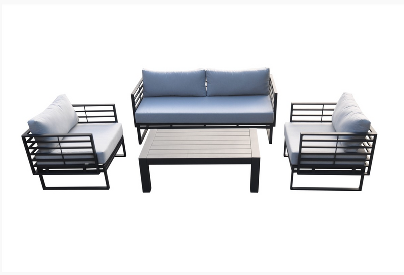 Meridian Outdoor Grey & Black Sofa Set