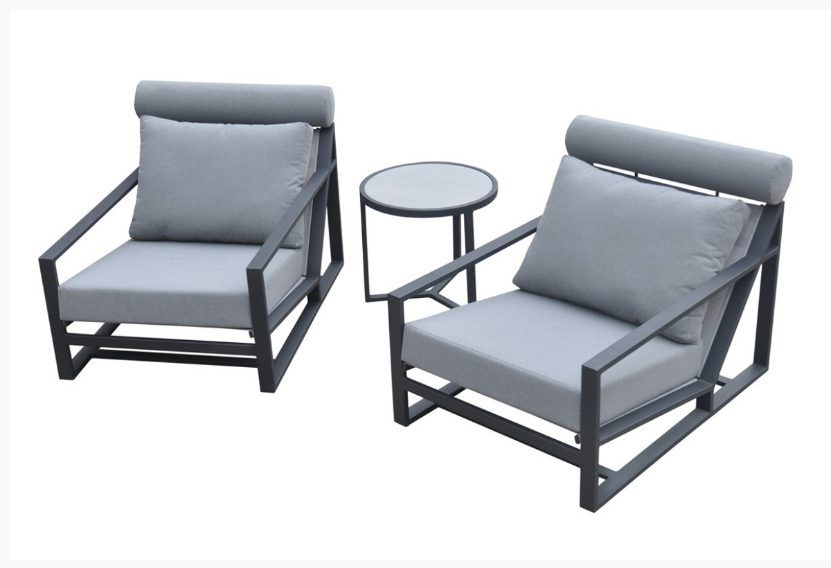 Meridian Outdoor Grey Lounge Chair Set