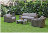 Meridian Outdoor Beige Wicker Sofa Set