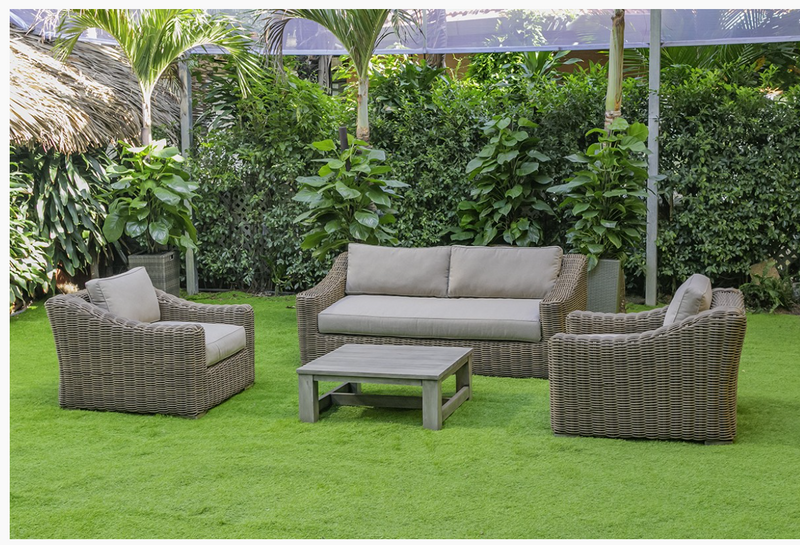 Meridian Outdoor Beige Wicker Sofa Set