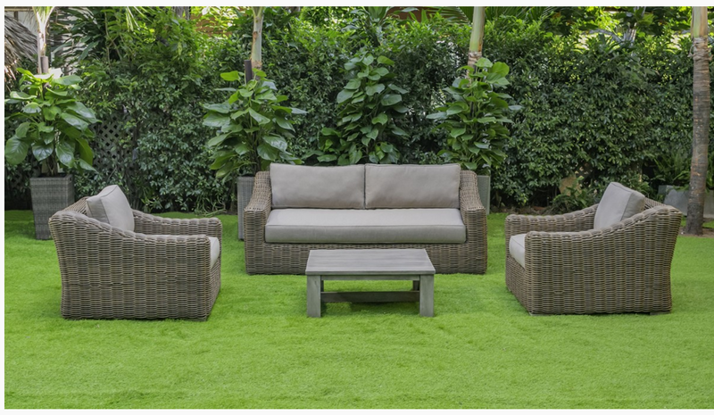 Meridian Outdoor Beige Wicker Sofa Set