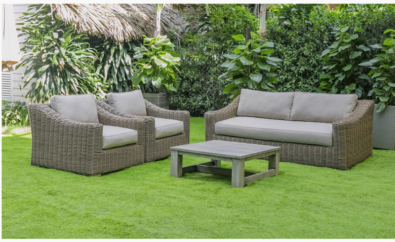 Meridian Outdoor Beige Wicker Sofa Set