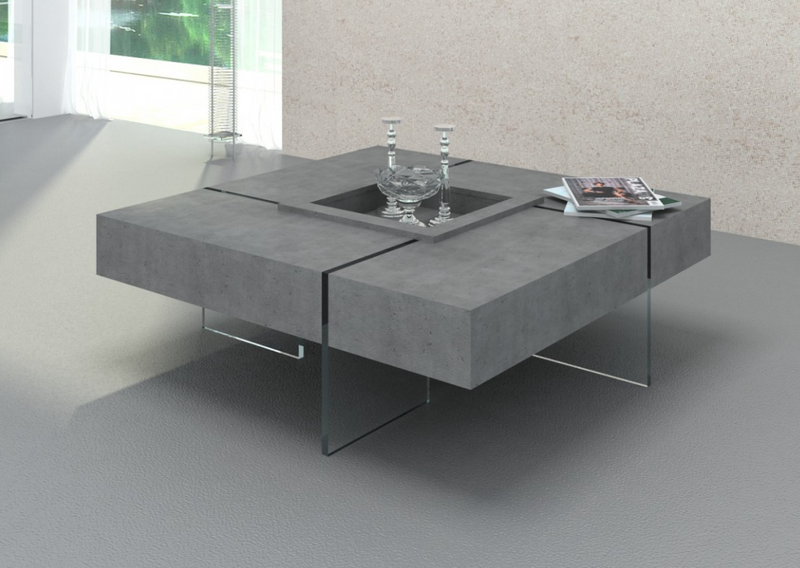 Cassiane Modern Faux Concrete Floating Coffee Table