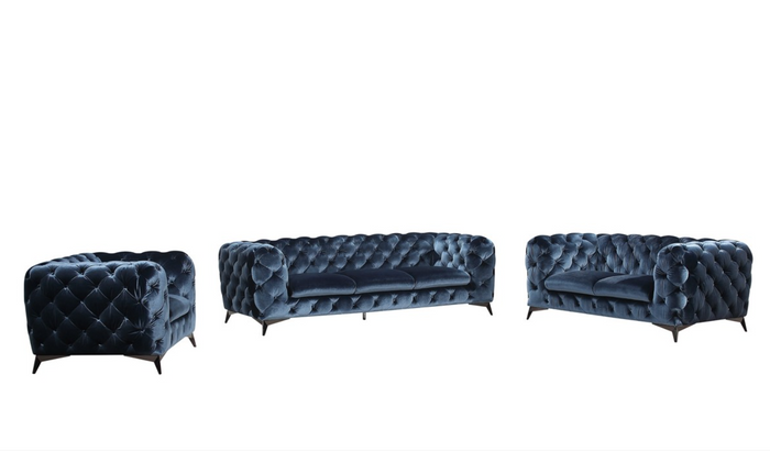 Clio Modern Blue Fabric Sofa Set