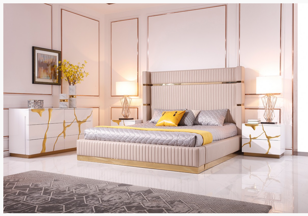 Fable Modern White Gloss with Gold Dresser