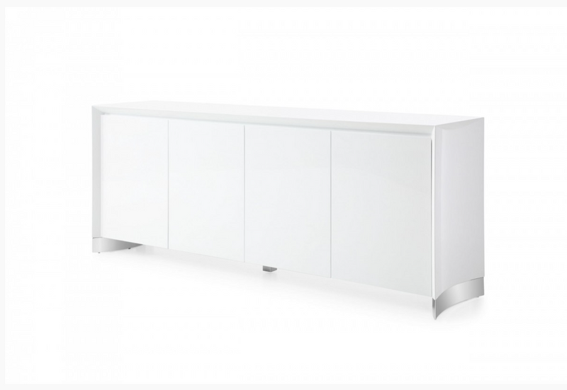 Starling Modern White Gloss with Stainless Steel Buffet