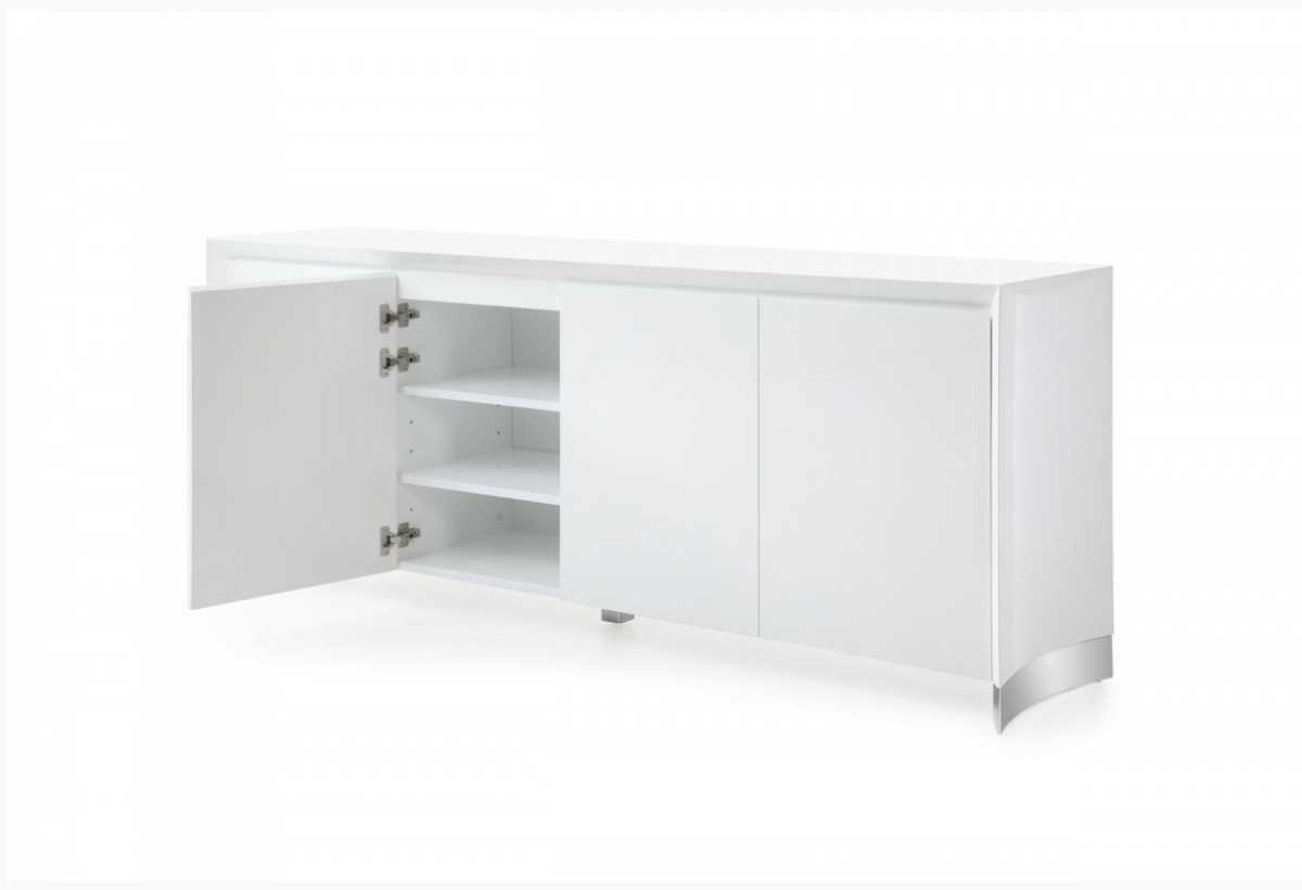 Starling Modern White Gloss with Stainless Steel Buffet