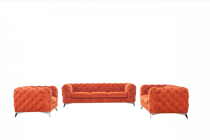 Clio Modern Orange Fabric Sofa Set