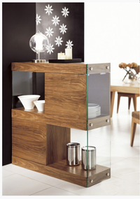 Tana Modern Walnut & Glass Square Cabinet