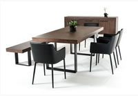 Tulia Modern Walnut Veneer with Black Powder Coated Metal Dining Table