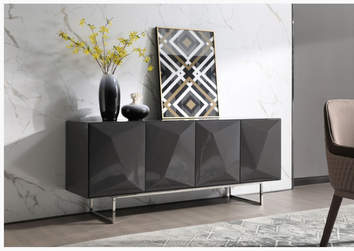 Veronique Modern Dark Grey Gloss Buffet