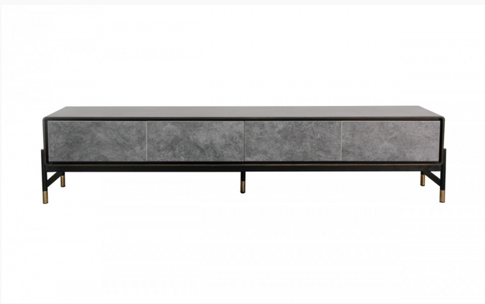 Diantha Walnut & Gold Contemporary TV Stand