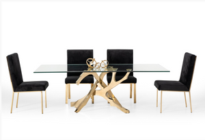 Erra Modern Glass & Gold Dining Table
