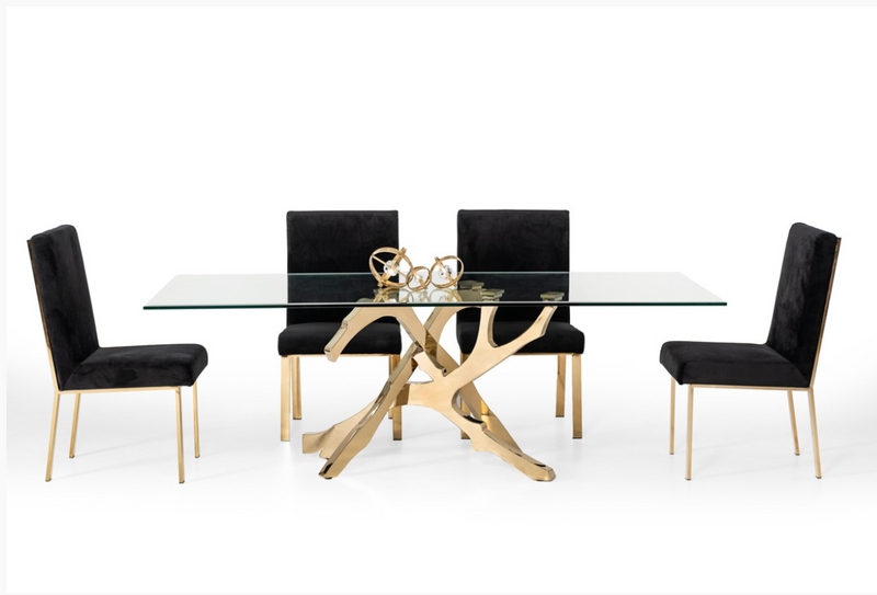Erra Modern Glass & Gold Dining Table